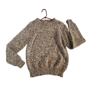 Vintage River Oaks Knitting  Ivory/brown Knit Ragg Sweater Women’s Size L